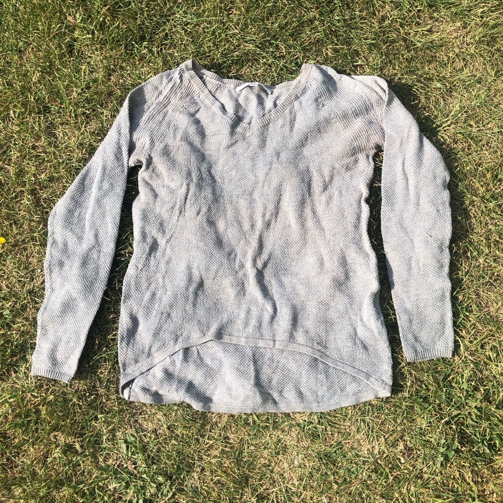 Only Light Gray V-Neck Knit Pullover Sweater